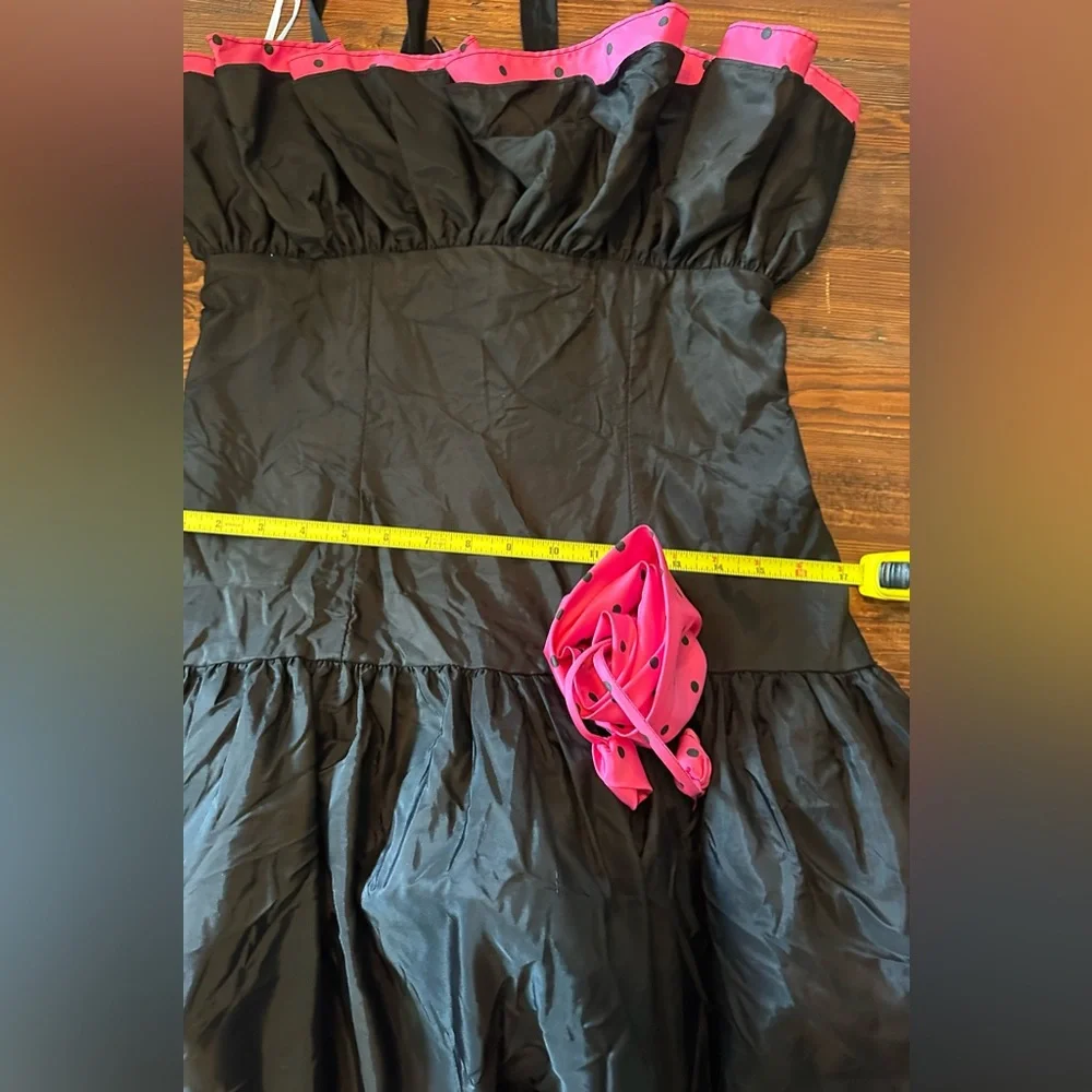 Vtg Flirtations Alfred Angelo 80s Pink Black Taffeta Tiered Prom Dress‎